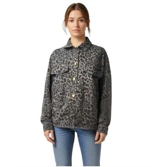 New NWT Sanctuary Snap Front Jacket Size XL Animal Print Leopard - Picture 1 of 9